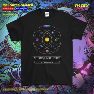 เสื้อยืดแขนสั้นคอกลมเสื้อยืด พิมพ์ลายวง Coldplay Music Of The Spheres World Tour 3 สําหรับผู้ชายCotton 100%  [S-5XL]