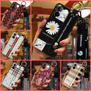 Simple Wrist Strap Phone Case For VIVO S17E Dirt-resistant silicone Plaid texture waterproof Lanyard classic TPU protective