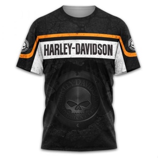 เสื้อยืดแขนสั้น พิมพ์ลายรถจักรยานยนต์ harley davidson