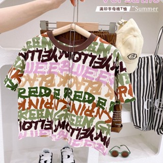 พร้อมส่ง ขายดี เสื้อยืดแขนสั้น ผ้าฝ้าย 100% ระบายอากาศ แห้งเร็ว ลายดอกไม้ สไตล์เกาหลี ญี่ปุ่น สําหรับเด็กผู้ชาย และเด็กผู้หญิง 2023