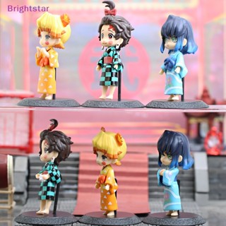 Brightstar ใหม่ โมเดลฟิกเกอร์อนิเมะ Demon Slayer Kimono Tanjiro สําหรับตกแต่งบ้าน รถยนต์ 6 ชิ้น