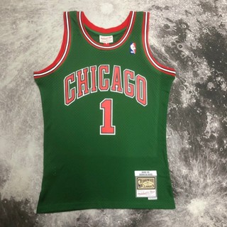 Mn Season 08/09 เสื้อกีฬาแขนสั้น ลาย Jersey Chicago Bulls No. เสื้อกั๊ก เสื้อบาสเก็ตบอล สีเขียว สําหรับผู้ชาย 1 ชิ้น 8FLW