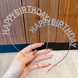 A742 ที่คาดผมแฟชั่นสุขสันต์วันเกิด อุปกรณ์เสริมของขวัญ พร้อมส่งในไทย(HBDเพชร-ทอง)