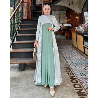 - Rabella Dress Maxy Gamis Muslim Women Matt Tille Mix Tille Polos Basic Premium All Size XL Besar