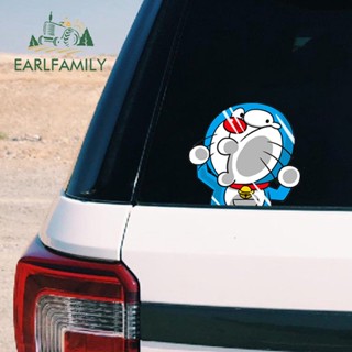 Earlfamily สติกเกอร์ไวนิล ลายการ์ตูนอนิเมะ Doraemon Campervan ขนาด 13 ซม. x 11.9 ซม. สําหรับติดตกแต่งกระจกหลังรถยนต์ รถจักรยานยนต์