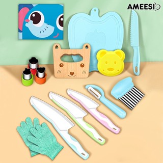 Ameesi 15 ชิ้น / เซต เด็ก พลาสติก ตัดผลไม้ เครื่องมือครัว เด็กวัยหัดเดิน เด็ก ปลอดภัย ชุดมือตัด เด็กปฐมวัย เสริม เขียง ผลไม้ เซรามิค เครื่องปอก