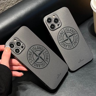 STONE ISLAND เคสโทรศัพท์มือถือ ชุบไฟฟ้า ลายฉลากหิน สีเทา สีเงิน สําหรับ iPhone 14 11 12 13 Pro Max