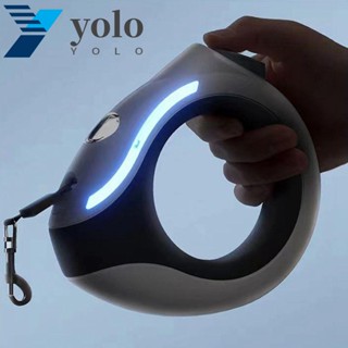 Yolo สายจูงสัตว์เลี้ยง ไนล่อน PP พร้อมไฟ LED เปลี่ยนสีอัตโนมัติ สําหรับสุนัข