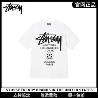 [เว็บไซต์อย่างเป็นทางการ] เสื้อยืดแขนสั้น พิมพ์ลายทัวร์โลก stussy สไตล์คลาสสิก สําหรับผู้ชาย