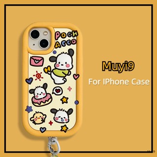 เคสโทรศัพท์มือถือ ซิลิโคนนิ่ม กันกระแทก ลายการ์ตูน Pochacco พร้อมสายโซ่คล้อง สร้างสรรค์ สําหรับ Iphone 14ProMax 13ProMax I12 Pro MAX i11 14 13Pro