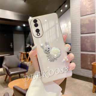 ใหม่ เคสโทรศัพท์มือถือนิ่ม ขอบตรง ปิดด้านหลัง ลายกระต่ายน่ารัก สําหรับ Honor 90 Lite X8a Magic5 Pro 5G 4G 2023 Honor90Lite Honor90