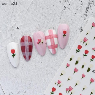 [wenlia21] สติกเกอร์ติดเล็บ ลายดอกทิวลิป ขนาดเล็ก กันน้ํา