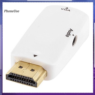 Phoneuse อะแดปเตอร์แปลง HD 1080P HDMI เป็น VGA พร้อมสายสัญญาณเสียง สําหรับโปรเจคเตอร์ PC X-box