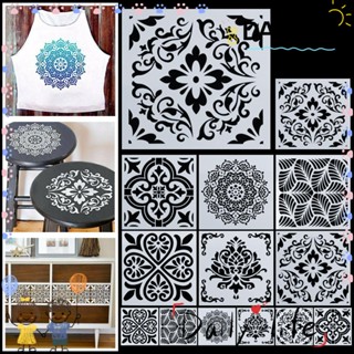 Daphne แผ่นแม่แบบฉลุลาย Mandala Diy สําหรับตกแต่งบ้านเฟอร์นิเจอร์กระเบื้องวาดภาพ 6ชิ้น/ชุด