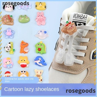 Rosegoods1 เชือกผูกรองเท้า แบบยืดหยุ่น ลายการ์ตูน ไม่ต้องผูก สําหรับเด็ก และผู้ใหญ่