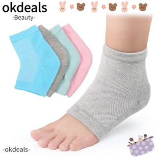 OKDEALS ถุงเท้า ส้นนุ่ม ให้ความชุ่มชื้น ป้องกันการแตก สําหรับ Plantar Fasciitis