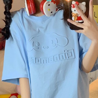 เสื้อยืดแขนสั้น พิมพ์ลาย Cinnamoroll ทรงหลวม แฟชั่นฤดูร้อน สําหรับผู้หญิง [GM]