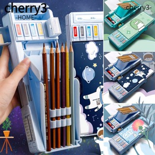 Cherry3 กระเป๋าดินสอ ผ้าแคนวาส สองชั้น ลายน่ารัก สําหรับใส่เครื่องเขียน โรงเรียน