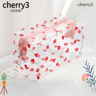 CHERRY3 กระเป๋าเครื่องสําอาง กันน้ํา แบบพกพา สีโปร่งใส