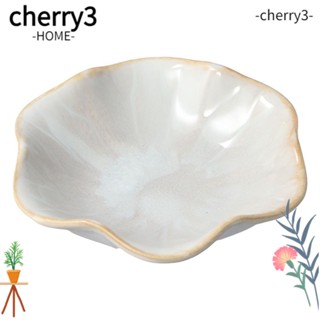 Cherry3 ถาดเซรามิค สีเขียวมรกต 4.33 นิ้ว สีเทา ทําความสะอาดง่าย สําหรับใส่เครื่องประดับ