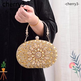 Cherry3 กระเป๋าคลัทช์ ทรงวงรี ลายดอกทานตะวัน ประดับเพชร หรูหรา แฟชั่นสําหรับผู้หญิง