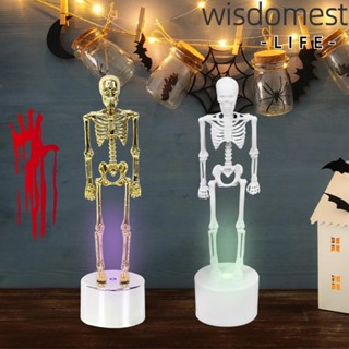 Wisdomest โคมไฟตั้งโต๊ะ พลาสติก ลายกะโหลก โครงกระดูก 3D สีทอง และสีขาว สําหรับห้องนอน