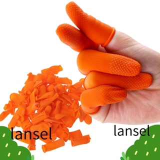 LANSEL ถุงมือยางธรรมชาติ กันลื่น สีส้ม สําหรับป้องกันเล็บ 100 ชิ้น