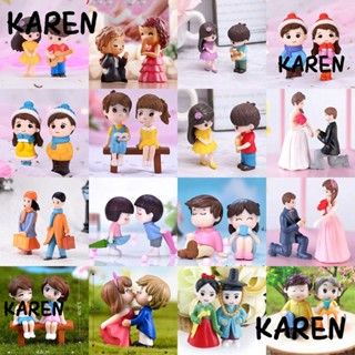 Karen ตุ๊กตาเรซิ่น รูปคู่รัก ขนาดเล็ก สําหรับตกแต่งเค้ก สวน 2 ชิ้น