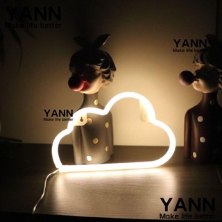 Yann1 โคมไฟติดผนัง LED รูปก้อนเมฆ ก้อนเมฆ นีออน ใช้แบตเตอรี่ สีขาว พลังงาน USB สําหรับบ้าน