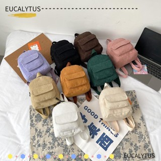 Eutus กระเป๋าเป้สะพายหลัง ผ้าลูกฟูก ขนาดเล็ก น้ําหนักเบา สีพื้น แฟชั่น สําหรับเดินทางกลางแจ้ง