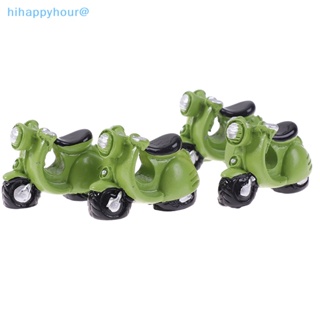 Hihappyhour โมเดลรถจักรยานยนต์จิ๋ว สีเขียว สําหรับตกแต่งบ้านตุ๊กตา 4 ชิ้น