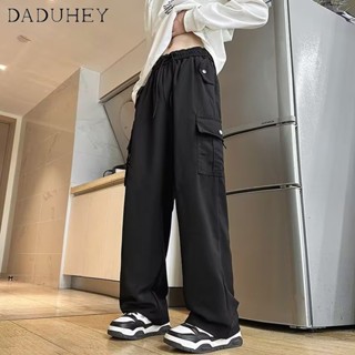 DaDuHey🔥 Ins American High Street Fashion Trend Multi-Pocket Cargo Pants Mens Summer Loose Thin Casual Pants