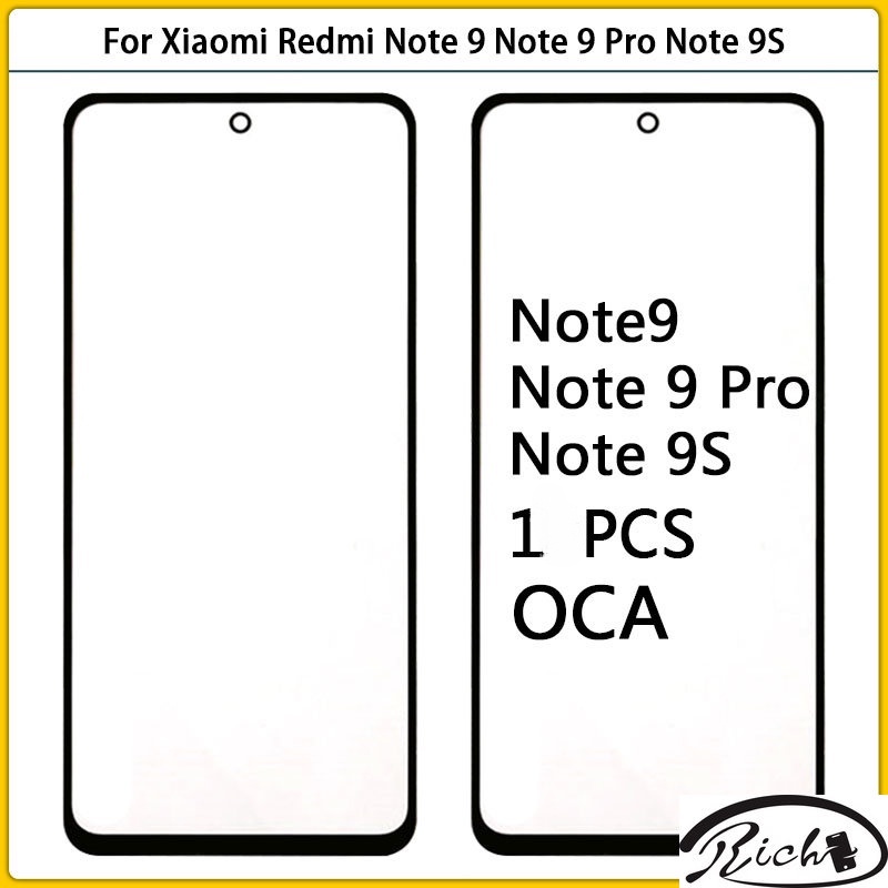แผงกระจกหน้าจอสัมผัส LCD OCA แบบเปลี่ยน สําหรับ Xiaomi Redmi Note9 Note 9S Note 9 Pro