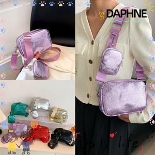 Daphne กระเป๋าสะพายไหล่ สะพายข้าง ทรงสี่เหลี่ยม ประดับเลื่อม สีม่วง ทนทาน ปรับสายได้ สําหรับผู้หญิง