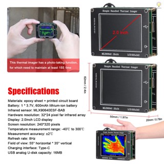 Cosh กล้องถ่ายภาพ เซนเซอร์อินฟราเรด 24 * 32 พิกเซล 2.0 นิ้ว หน้าจอ LCD ความละเอียด 240*320 -40℃ ถึง 300℃ เครื่องวัดอุณหภูมิ