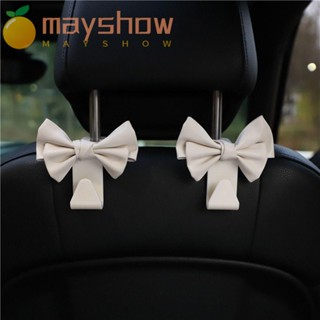 Mayshow ตะขอแขวนกระเป๋า หนัง PU ประดับโบว์ อุปกรณ์เสริม สําหรับรถยนต์