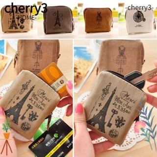 Cherry3 กระเป๋าใส่เหรียญ ผ้าแคนวาส ขนาดเล็ก สไตล์คลาสสิก