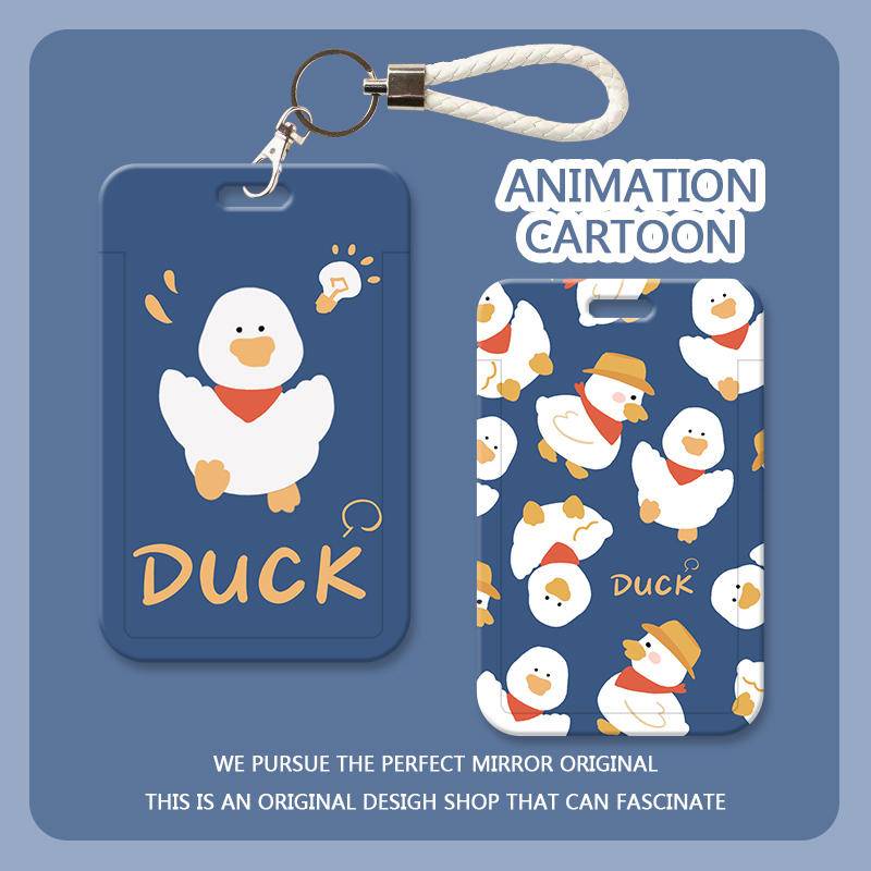ป้ายชื่อการ์ด ปกบัตรพร้อมจี้เป็ดสําหรับบัตรรถยนต์บัตรประตูกุญแจอินผู้ถือบัตรอะคริลิป้องกันคู่บัตรวิทยาเขตบัตรรถบัสบัตรอาหารนักเรียน ทางผ่าน