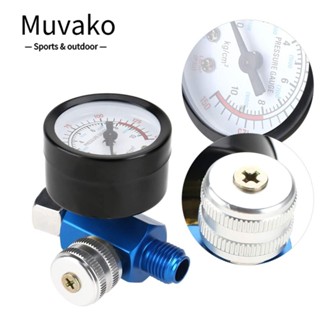 Muvako เครื่องวัดความดันสเปรย์ 0 ถึง 180PSI เกลียว 1/4 ปรับได้ สีฟ้า