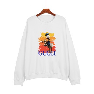 Gu88cc- ใหม่! สินค้าขายดี! เสื้อกันหนาว คอกลม พิมพ์ลายโลโก้ Donald Duck สวยงาม อเนกประสงค์ สําหรับผู้ชาย และผู้หญิง E3Q