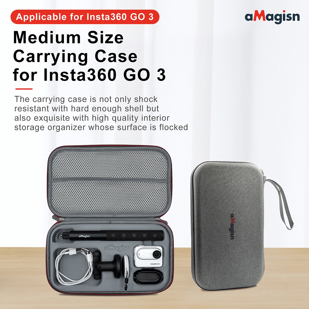 กระเป๋าเคสแข็ง ขนาดกลาง แบบพกพา สําหรับ Insta360 GO 3 Insta360 GO3