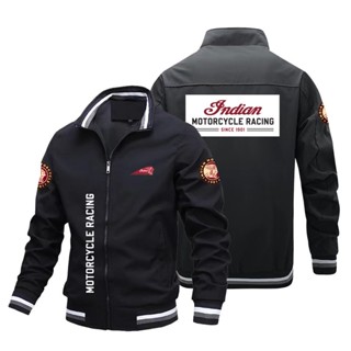 INDIAN LOGO baseball uniform FTR CARBON SCOUT BOBBER CHIEF BOBBER DARK HORSE motorcycle riding stand collar large size long-sleeved sweater Aviator Jacket