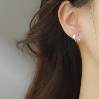 We Flower ต่างหูเงิน 925 แบบเกลียว รูปลูกบอลดาว ขนาดเล็ก มินิมอล เครื่องประดับ สําหรับผู้หญิง ผู้ชาย