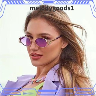 Melodygoods1 Y2K แว่นกันแดด กรอบวงรี อินเทรนด์ ฮิปฮอป เฉดสี Cyberpunk