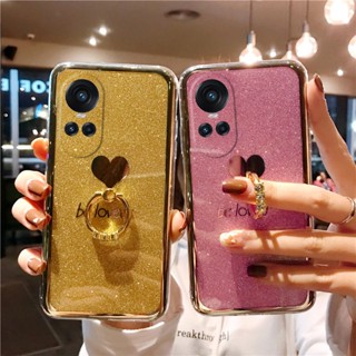 เคสOPPO Reno10 Reno10 Pro Reno 10 Pro+ 5G New 2023 มือถือ ซิลิโคนนิ่ม ลายหัวใจ พร้อมแหวนขาตั้ง สําหรับ เคสโทรศัพท์OPPO Reno10 Pro 5G