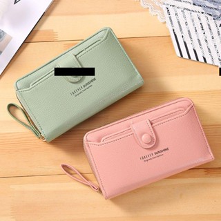 Lily กระเป๋าสตางค์ ใบยาว หนัง PU ใส่บัตรได้ แฟชั่น Cartera Mujer