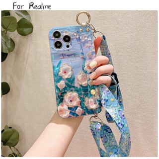 เคสโทรศัพท์มือถือนิ่ม ลายดอกคามิเลีย พร้อมสายคล้องมือ สําหรับ Realme C21 C21Y C20 C35 C30 C33 C30S 9i 5G