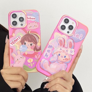 เคสป้องกันโทรศัพท์มือถือ ลายกระต่าย เรืองแสง สําหรับ iPhone 14 12 13 Pro Max