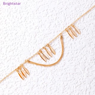 Brightstar ใหม่ สร้อยข้อเท้าโซ่ จี้รูปหัวใจ ดวงจันทร์ ดาว หลายชั้น ผีเสื้อ ฤดูร้อน เรียบง่าย เครื่องประดับ สําหรับผู้หญิง