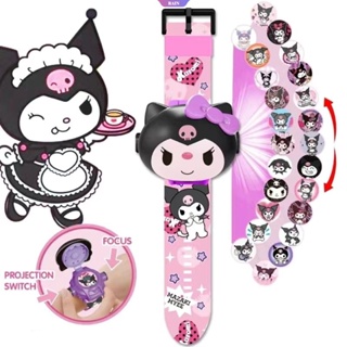 นาฬิกาข้อมืออิเล็กทรอนิกส์ แบบฝาพับ ลายการ์ตูนอนิเมะ Sanrio Hello Kitty Kuromi Melody Cinnamoroll StellaLou 24 รูปแบบ ของขวัญวันเกิด สําหรับเด็กผู้ชาย และเด็กผู้หญิง [RAIN]